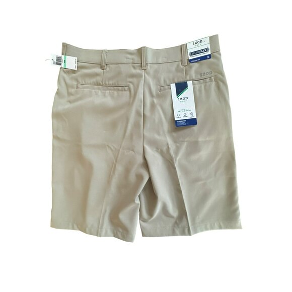 IZOD Mens Classic Fit Golf Shorts size 34 Khaki Tan Beige New NWT Micro Poly - Picture 3 of 5